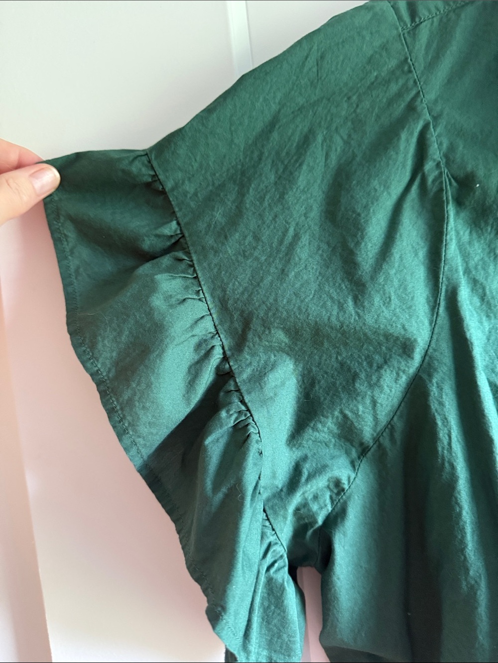 Lane Bryant Green Ruffle Sleeve Button Polo Blouse - Picture 2 of 3